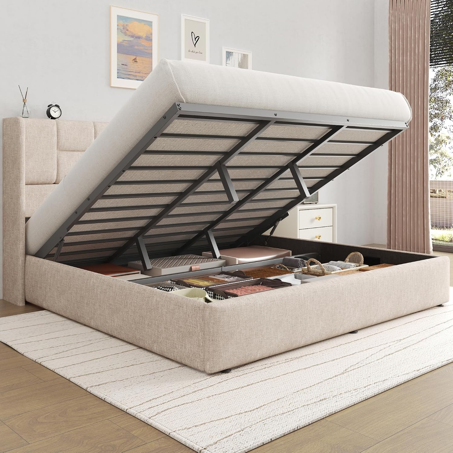 Gas Lift Storage Bed Hydraulic - King Bed Frame Hydraulic Gas Lift