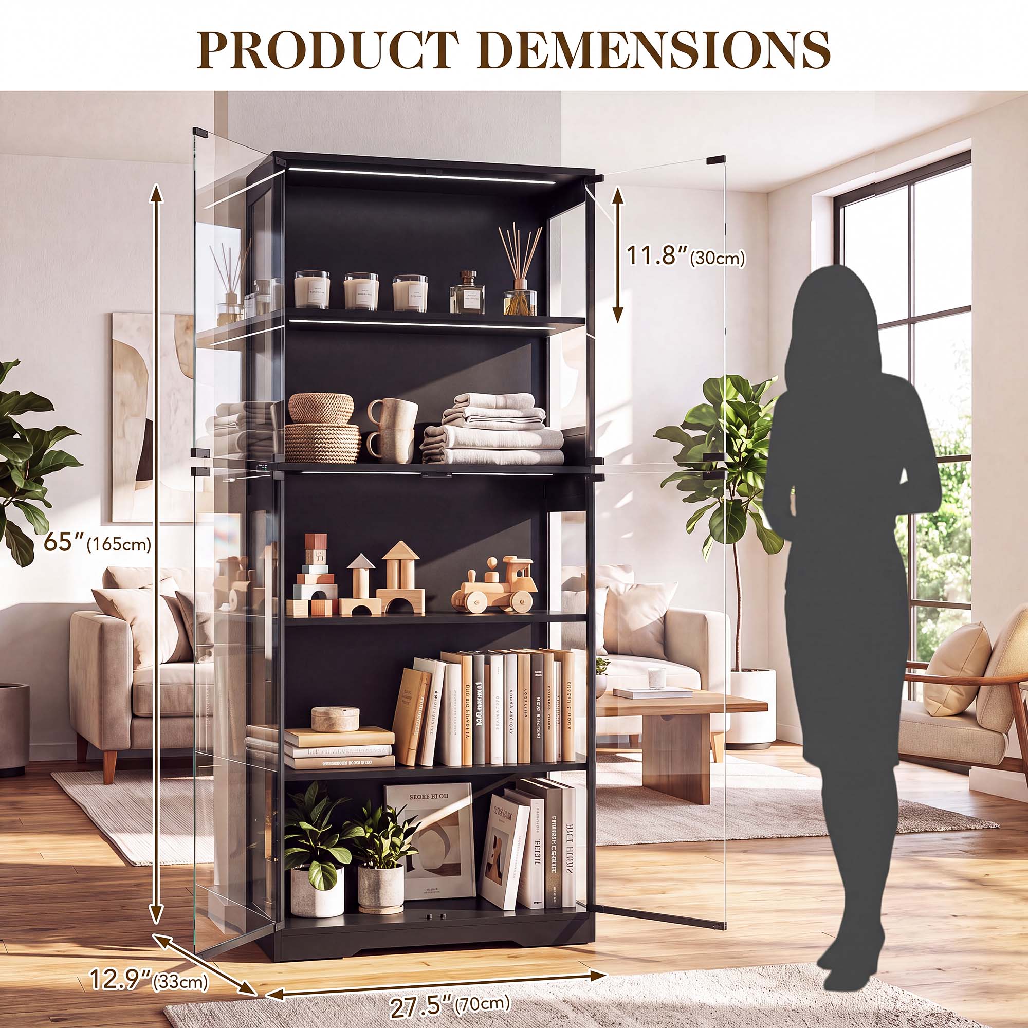 TCGBKAF 5‑Tier Display Cabinet - Storage ulasan dan harga
