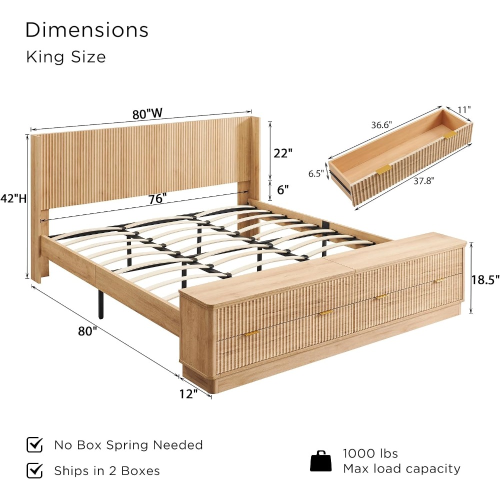 King Size Bed Frame with Stora - King Size Bed Frame With Storage Drawers ulasan dan harga