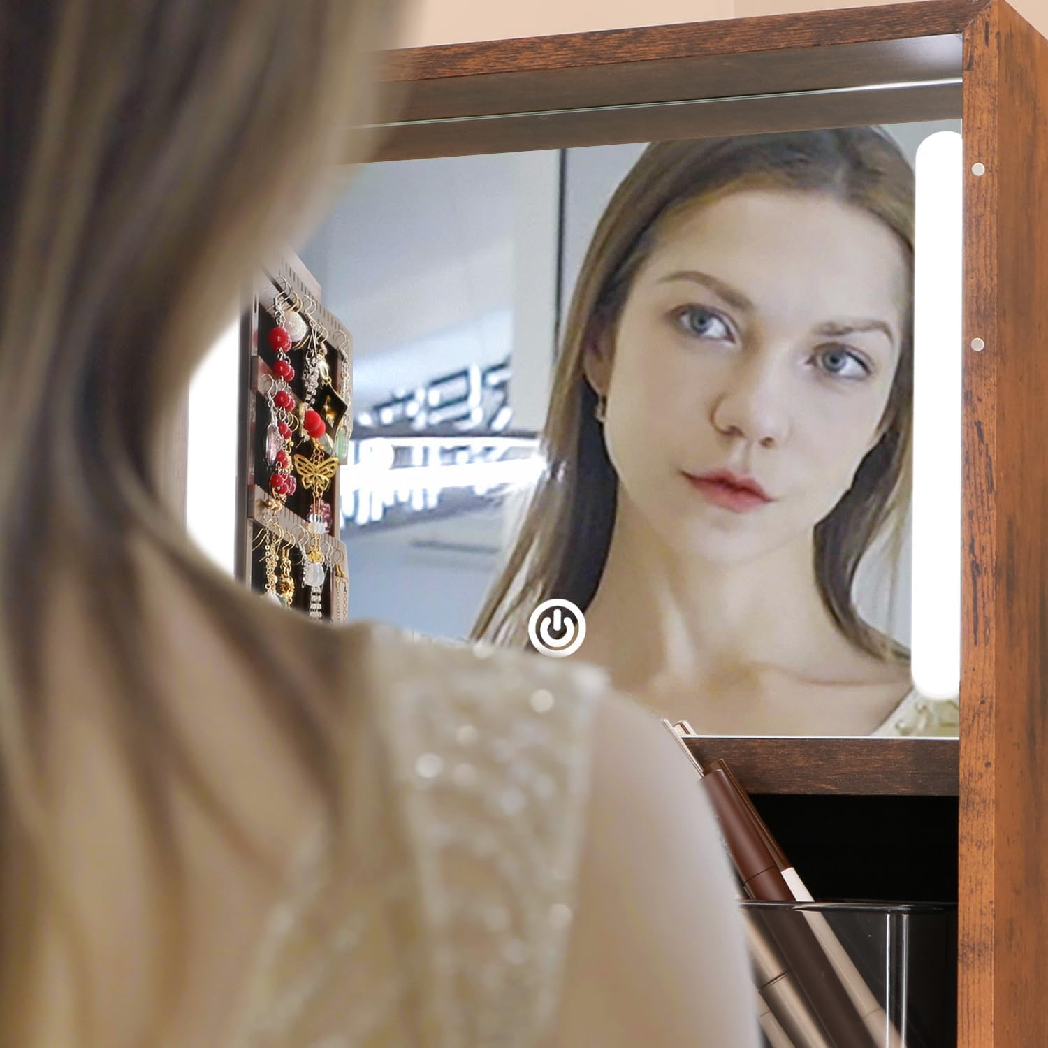 Rotating Jewelry Cabinet Vanit - Full Length Mirror Jewelry Armoire ulasan dan harga