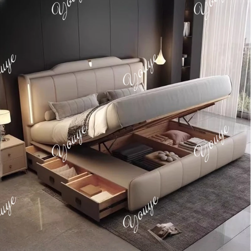 XM 180x200 Cm Double Bed Frame - King Size Bed Frame With Storage Drawers ulasan dan harga