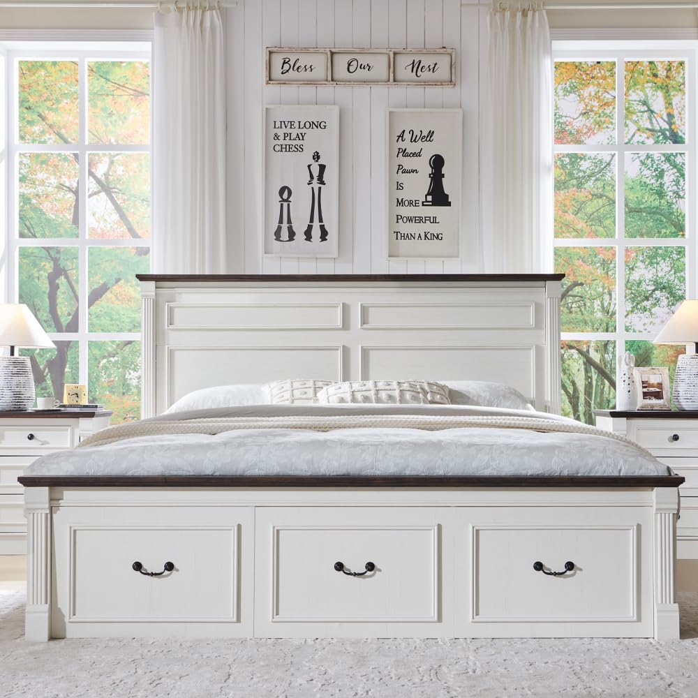 Farmhouse King Size Bed Frame  - King Size Bed Frame With Storage Drawers ulasan dan harga