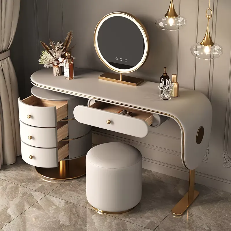 Custom High Quality Wooden Dre - Dressing Table Vanity With Lighted Mirror ulasan dan harga