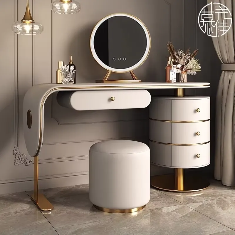 Custom High Quality Wooden Dre - Dressing Table Vanity With Lighted Mirror ulasan dan harga