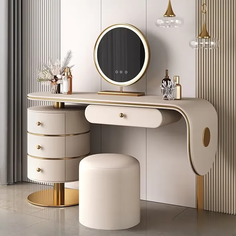 Custom High Quality Wooden Dre - Dressing Table Vanity With Lighted Mirror ulasan dan harga