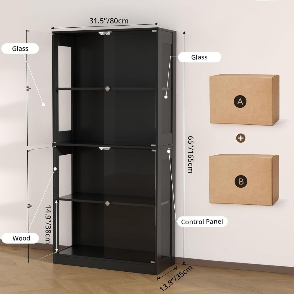 65 Glass Door Display Cabinet, - Storage ulasan dan harga