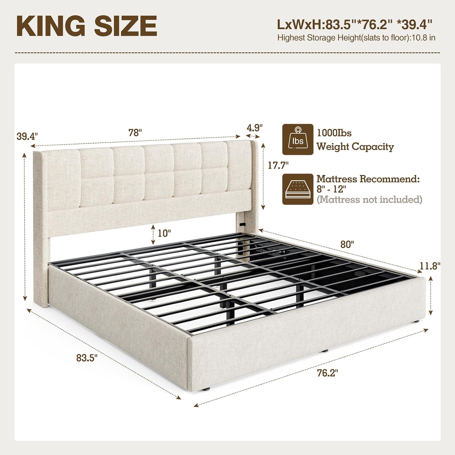 King Bed Frame Hydraulic Gas L - Gas Lift Storage Bed Hydraulic ulasan dan harga