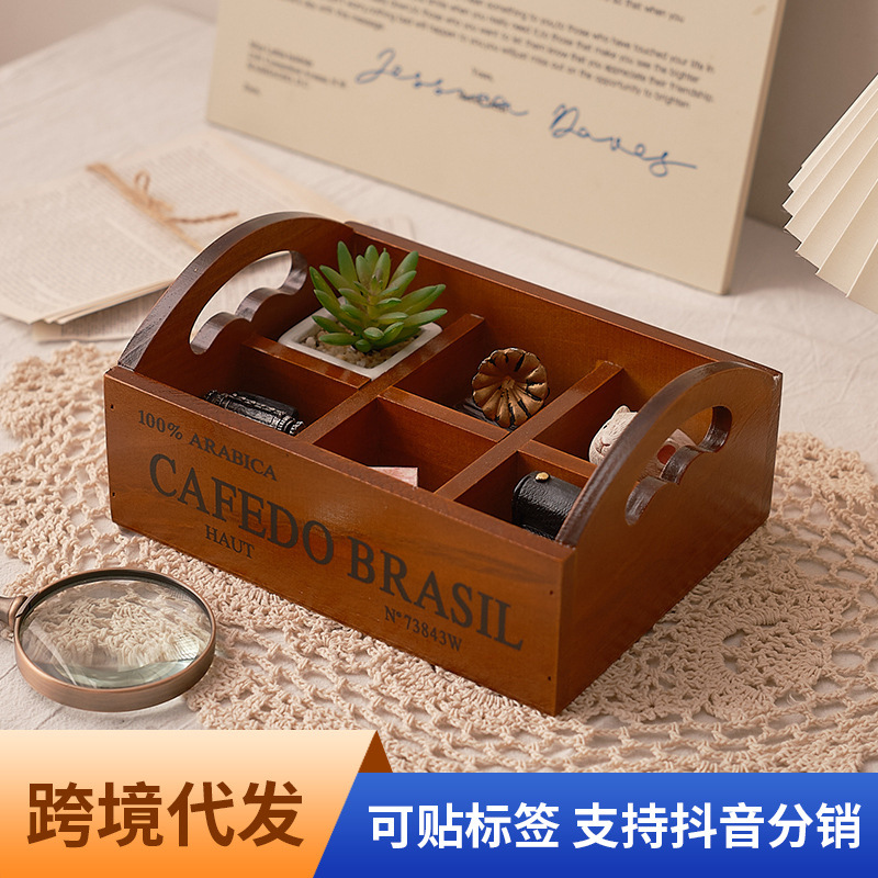 Zakka retro wooden portable si - Storage ulasan dan harga