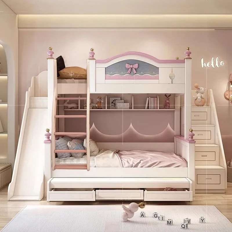 Cheap Customized Solid Wooden  - Bunk Bed With Stairs And Slide ulasan dan harga