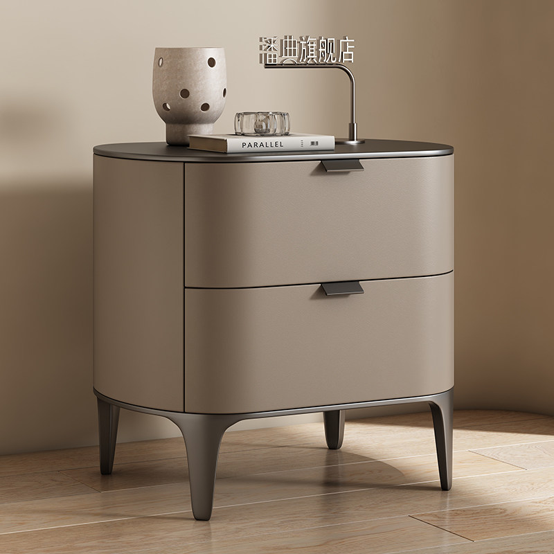 Luxury Nightstands Microfiber  - Solid Wood Nightstand 2 Drawers ulasan dan harga