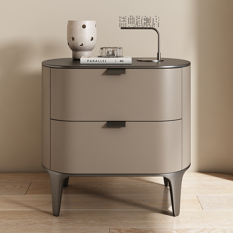 Luxury Nightstands Microfiber  - Solid Wood Nightstand 2 Drawers ulasan dan harga