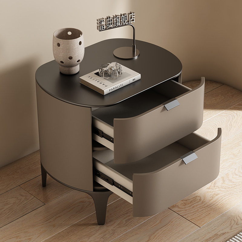 Luxury Nightstands Microfiber  - Solid Wood Nightstand 2 Drawers ulasan dan harga