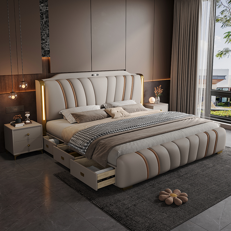 180x200CM with queen wooden be - King Size Bed Frame With Storage Drawers ulasan dan harga