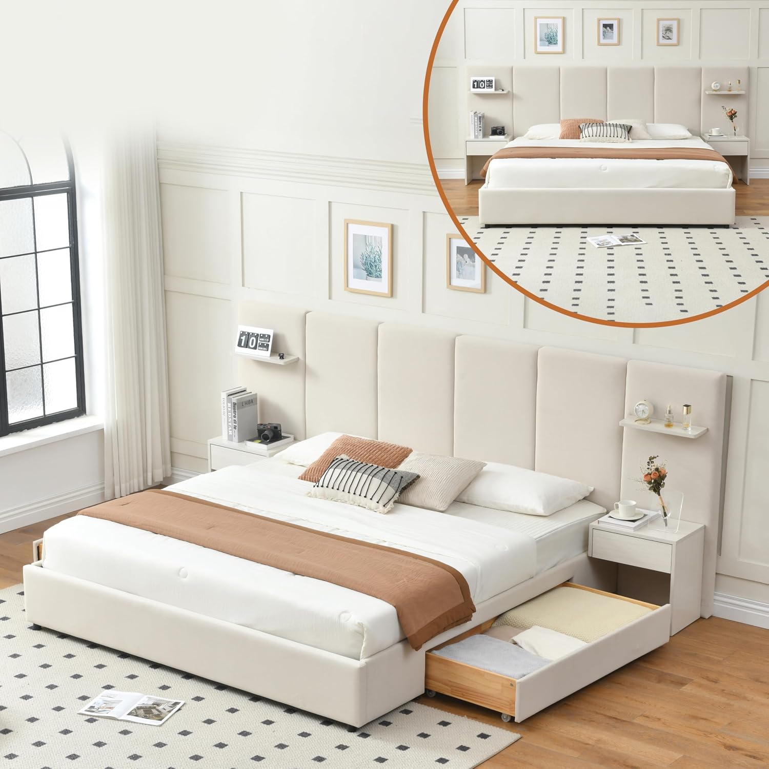 King Size Bed Frame with Stora - King Size Bed Frame With Storage Drawers ulasan dan harga