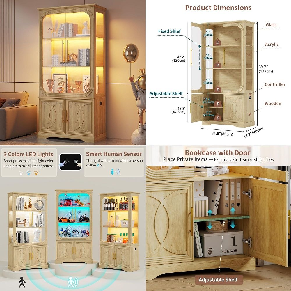 Display Cabinet with Glass Doo - Storage ulasan dan harga