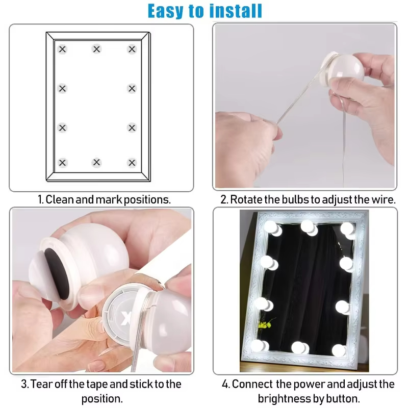 10 LED Vanity Mirror Light Bul - Dressing Table Vanity With Lighted Mirror ulasan dan harga