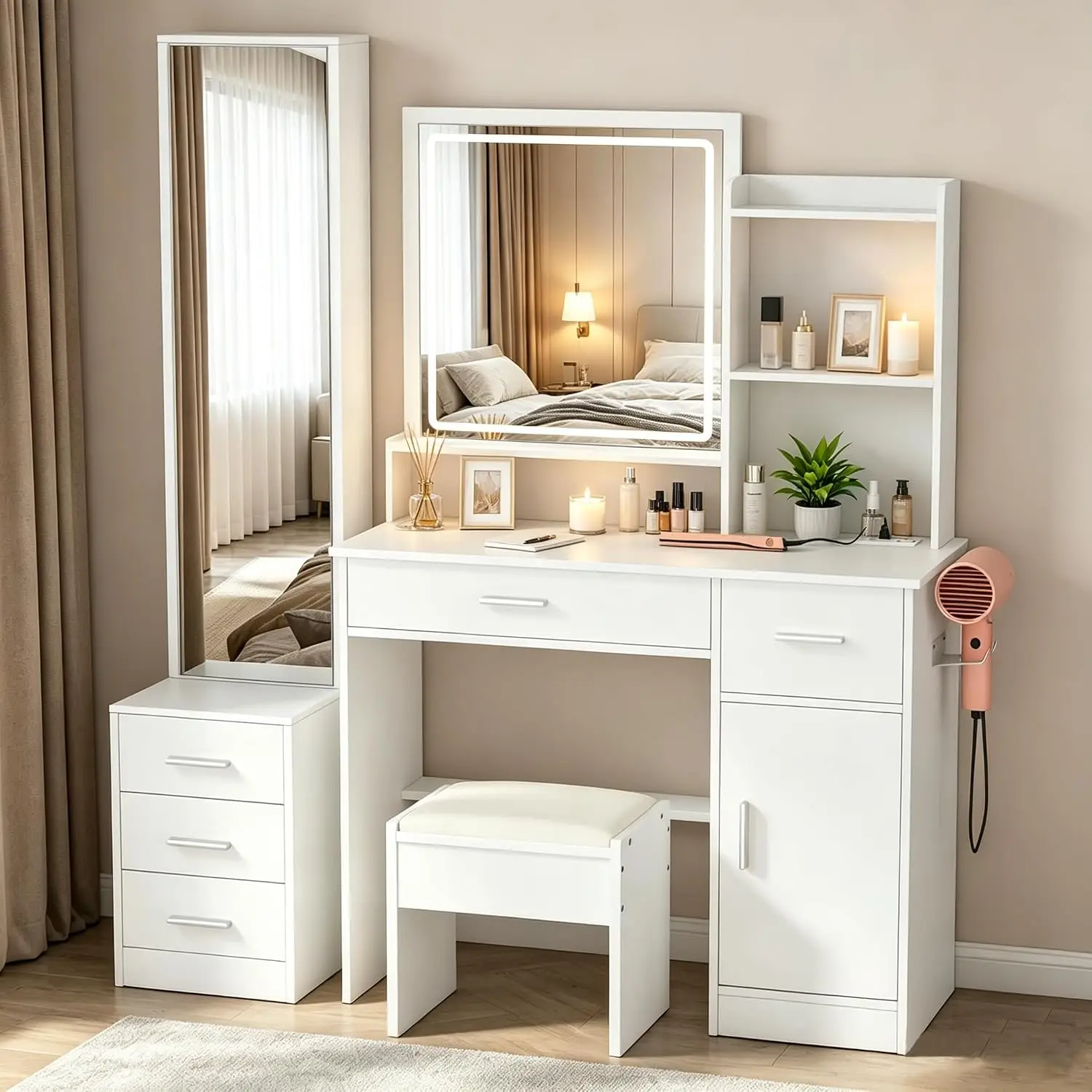 INTERGREAT Makeup Vanity with  - Dressing Table Vanity With Lighted Mirror ulasan dan harga