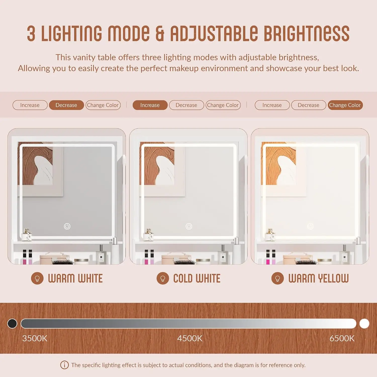 INTERGREAT Makeup Vanity with  - Dressing Table Vanity With Lighted Mirror ulasan dan harga