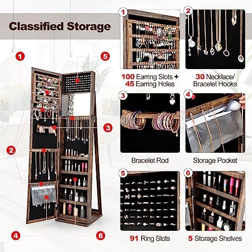 Jewelry Armoire with Full Leng - Full Length Mirror Jewelry Armoire ulasan dan harga