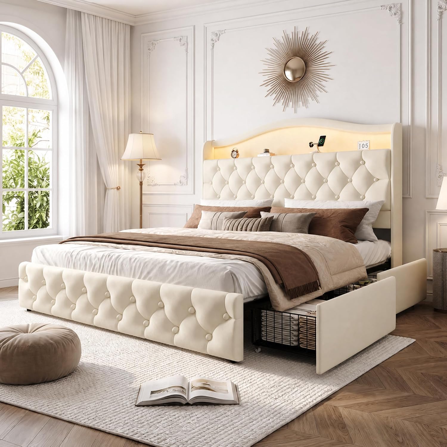 King Size Platform Bed Frame W - King Size Bed Frame With Storage Drawers ulasan dan harga