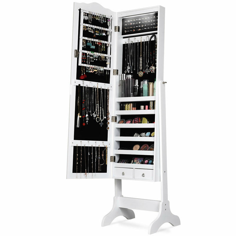 14 LED Jewelry Armoire Cabinet - Full Length Mirror Jewelry Armoire ulasan dan harga