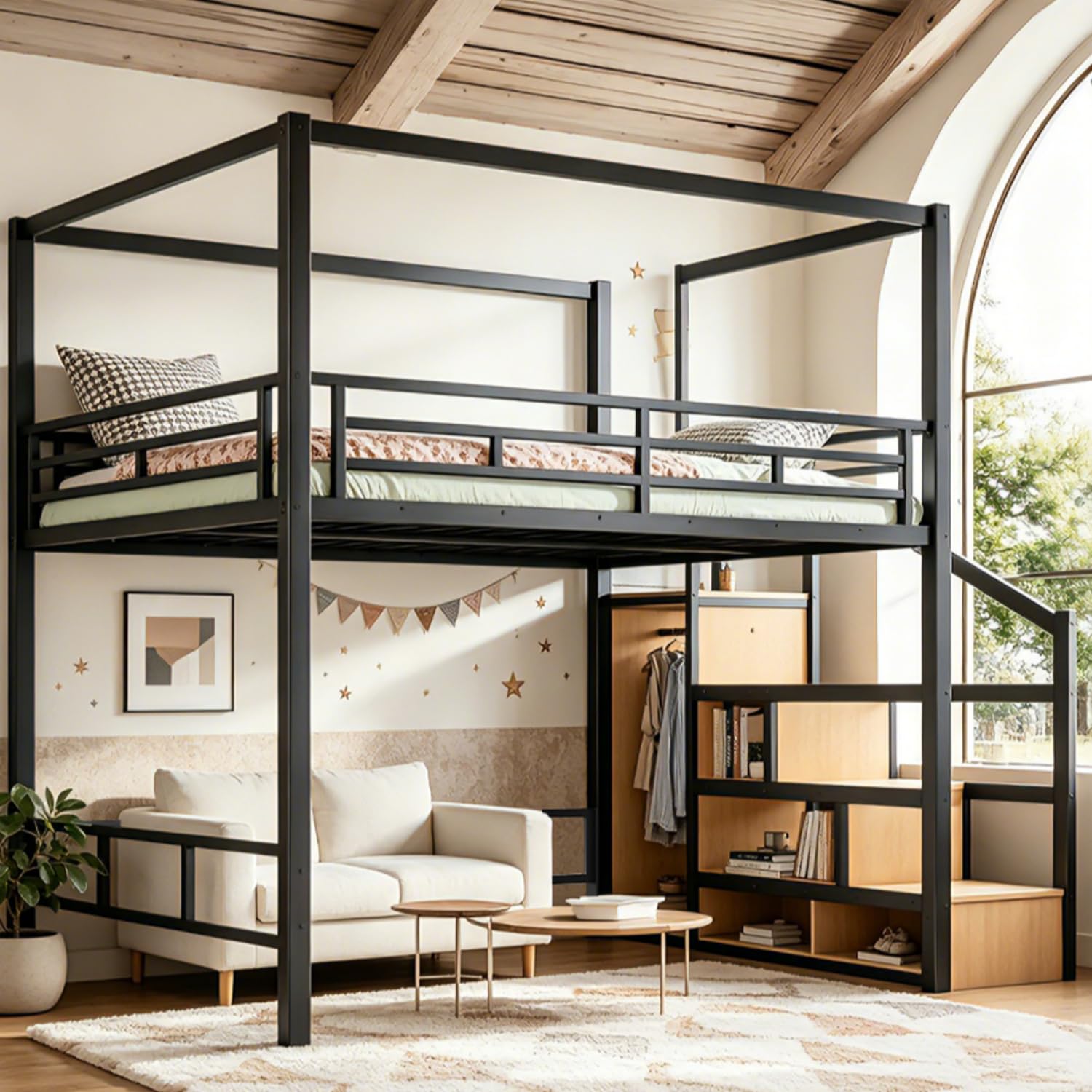 Queen Loft Bed with Storage St - Canopy Bed Frame Metal Queen ulasan dan harga