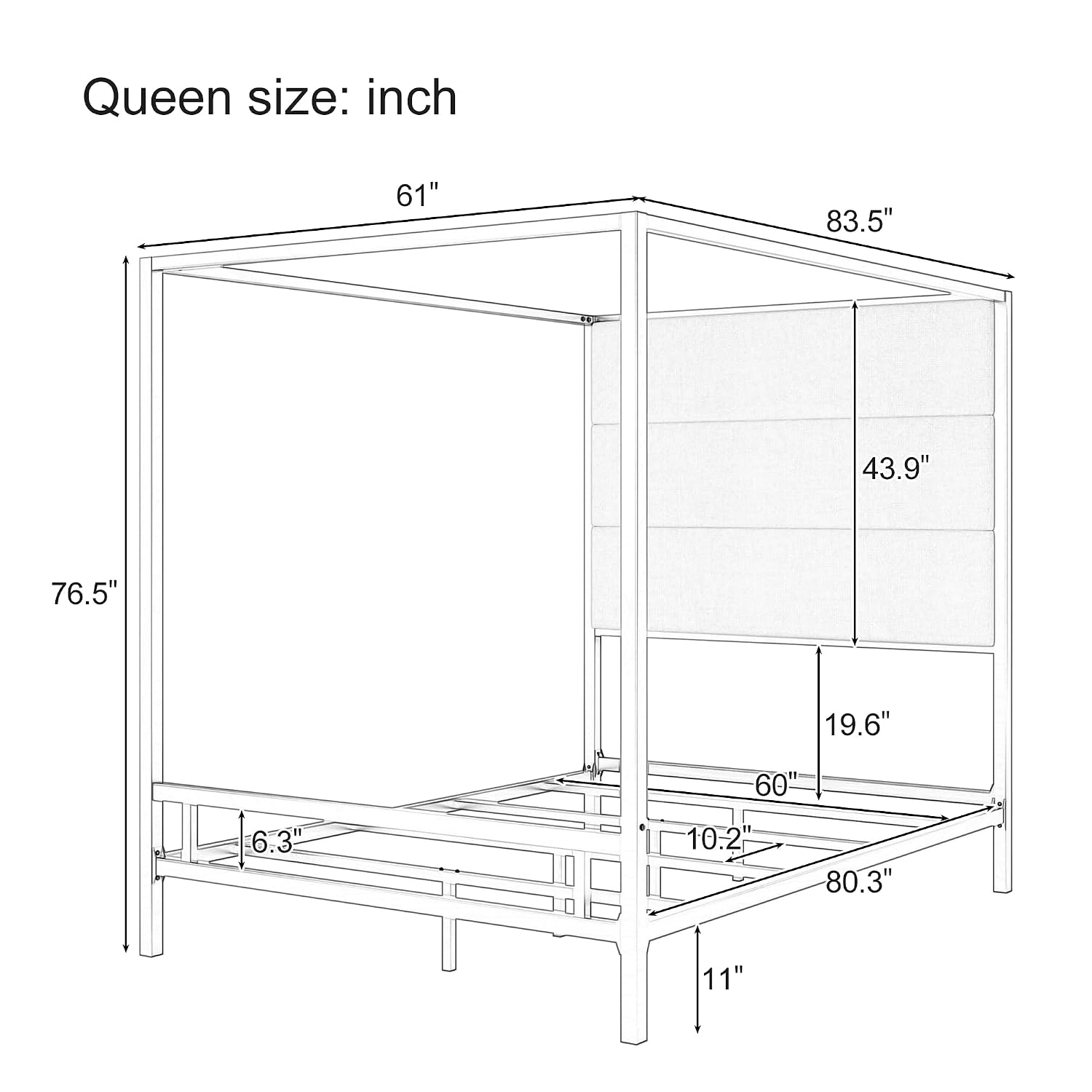 Queen Canopy Bed Frame Metal 4 - Canopy Bed Frame Metal Queen ulasan dan harga