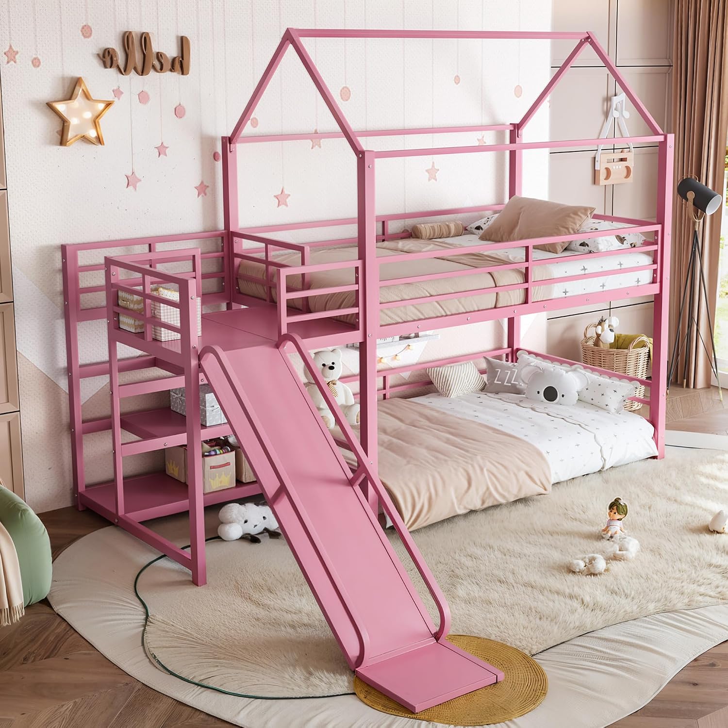 Twin Bunk Bed with Slide & Sto - Bunk Bed With Stairs And Slide ulasan dan harga