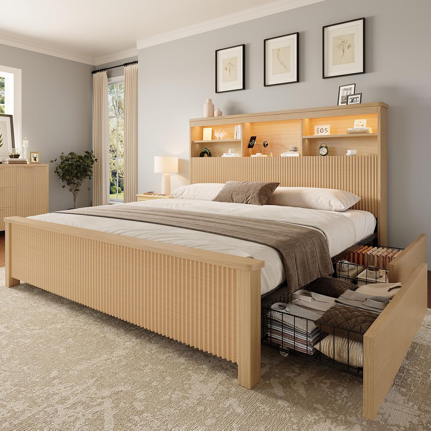 King Size Bed Frame 4 Storage  - King Size Bed Frame With Storage Drawers ulasan dan harga