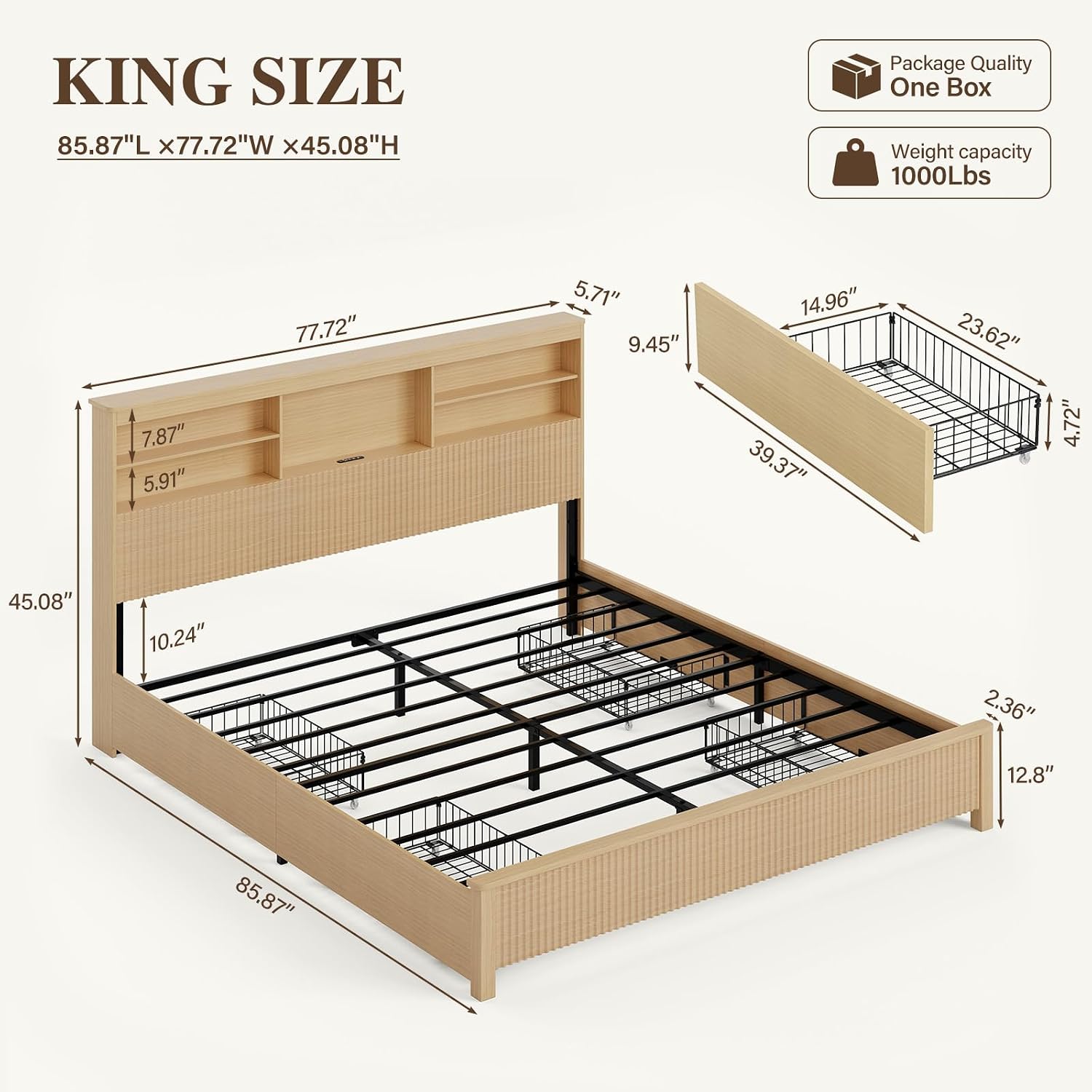 King Size Bed Frame 4 Storage  - King Size Bed Frame With Storage Drawers ulasan dan harga