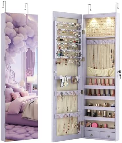 Wall or Door Mounted Jewelry A - Full Length Mirror Jewelry Armoire ulasan dan harga