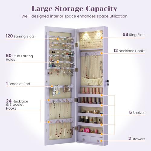 Wall or Door Mounted Jewelry A - Full Length Mirror Jewelry Armoire ulasan dan harga