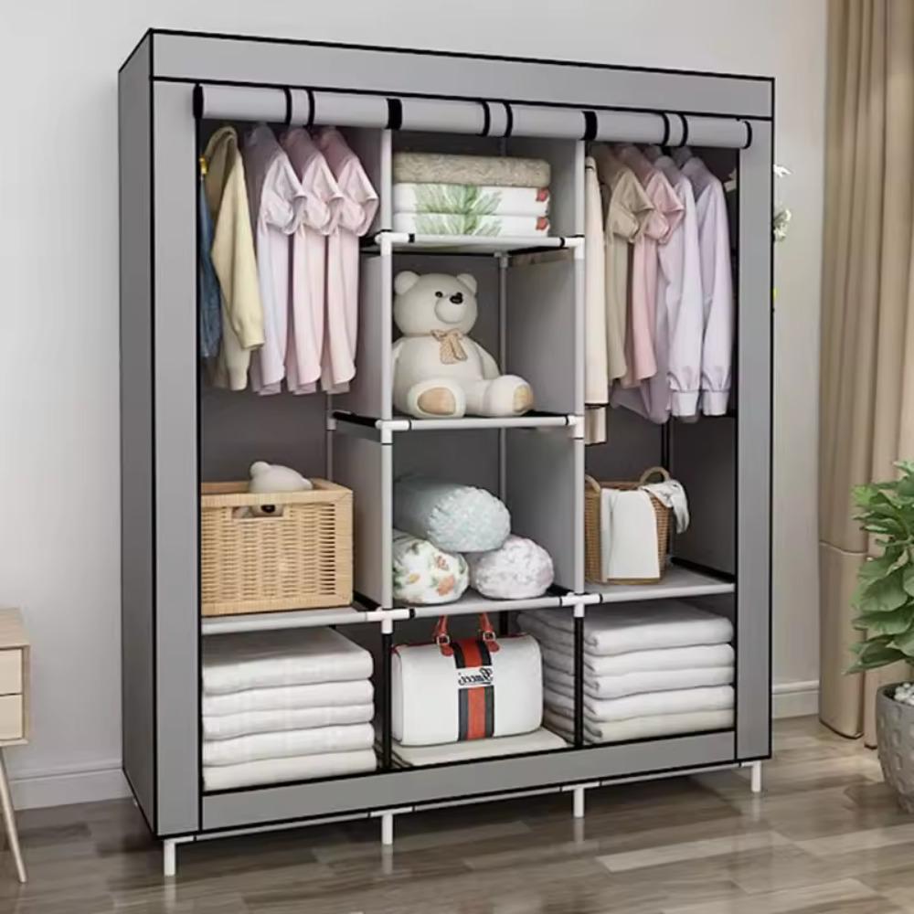 64 Inch Portable Clothes Wardr - Wardrobe Closet Portable Fabric Cover ulasan dan harga