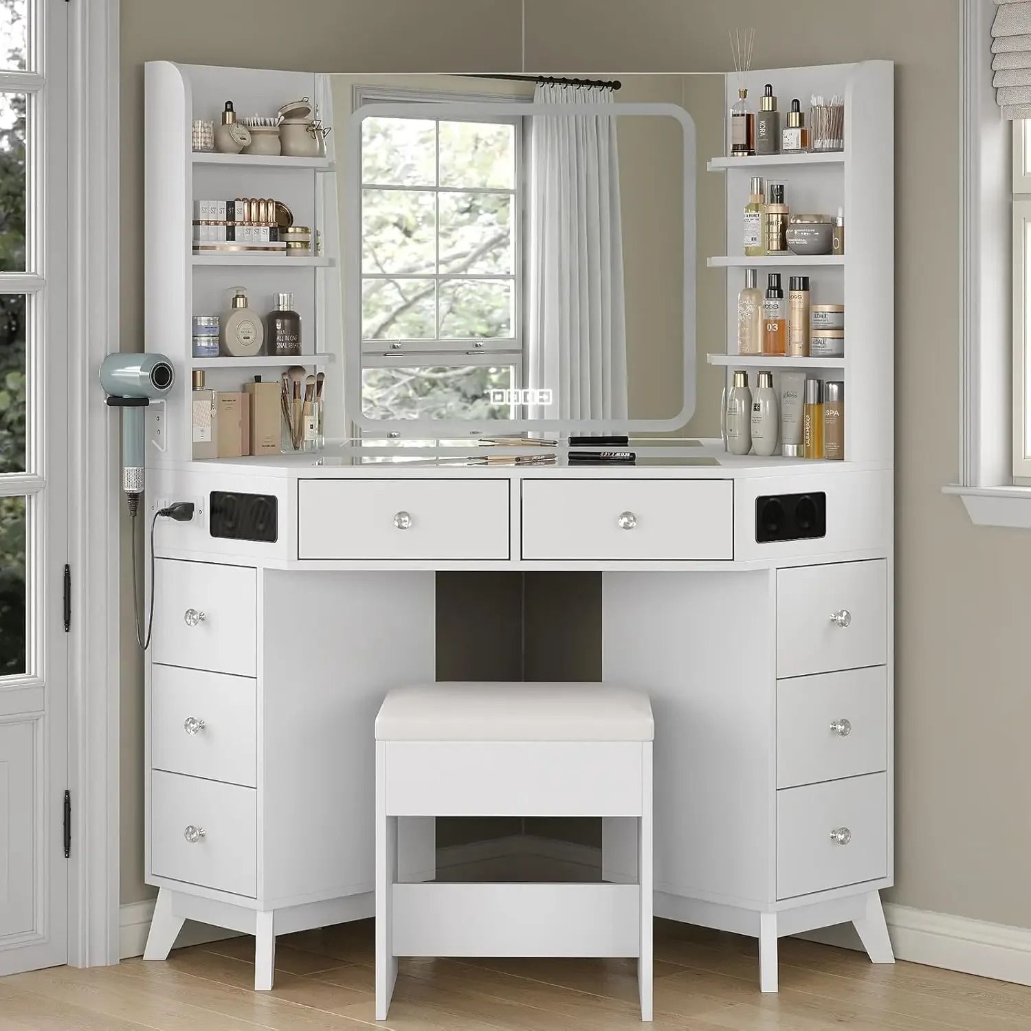Corner Vanity Desk Speaker Dra - Dressing Table Vanity With Lighted Mirror ulasan dan harga