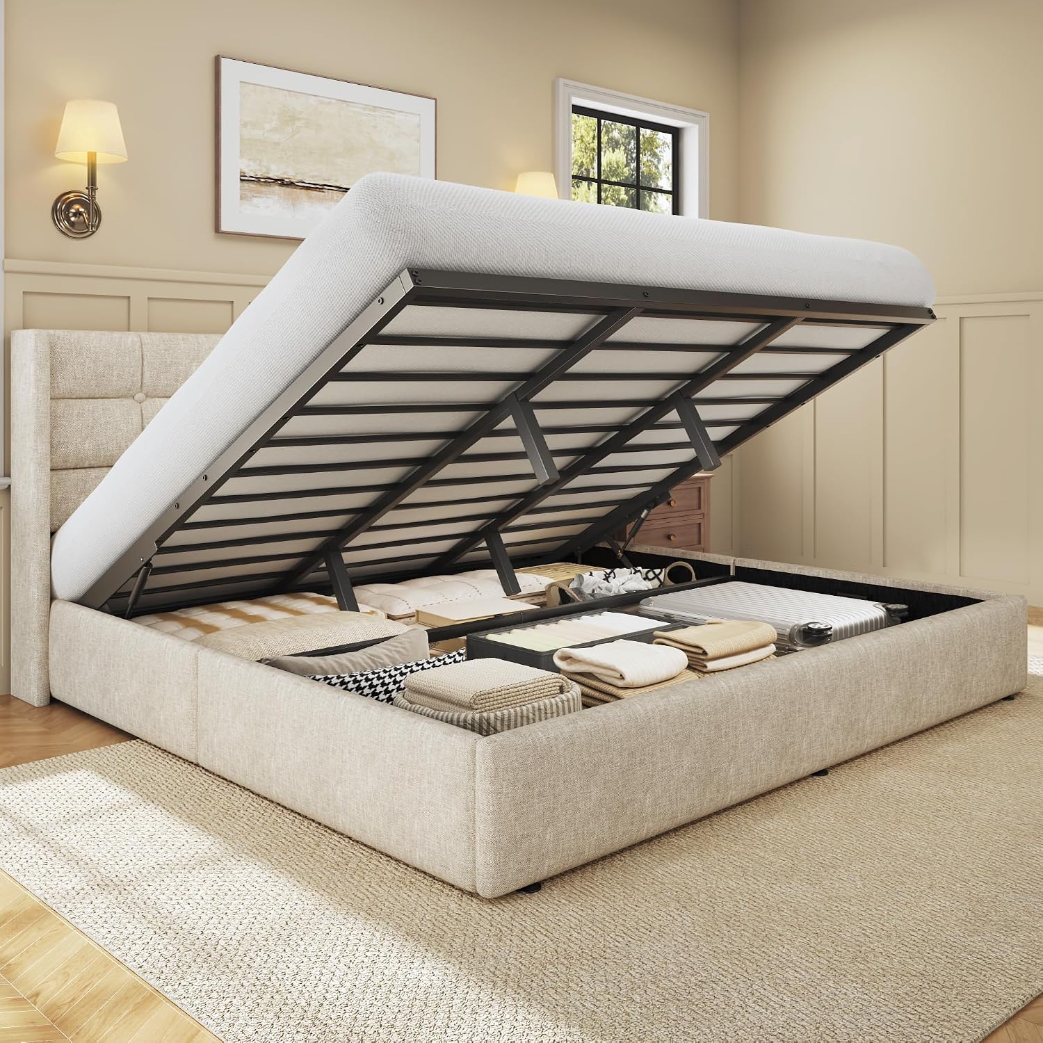 King Size Lift Storage Bed Fra - Gas Lift Storage Bed Hydraulic ulasan dan harga