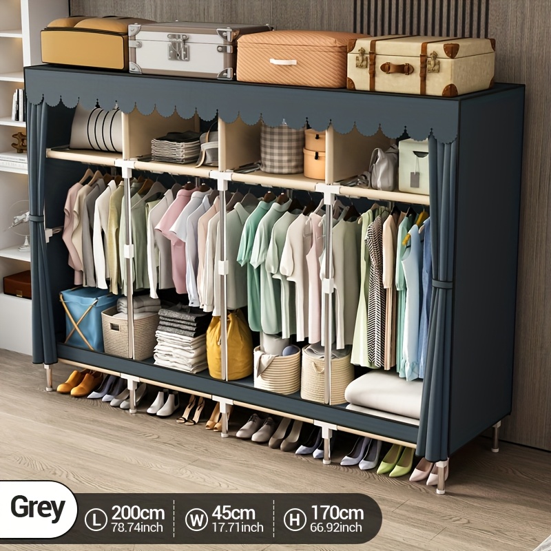 Metal Frame Portable Closet Or - Wardrobe Closet Portable Fabric Cover ulasan dan harga