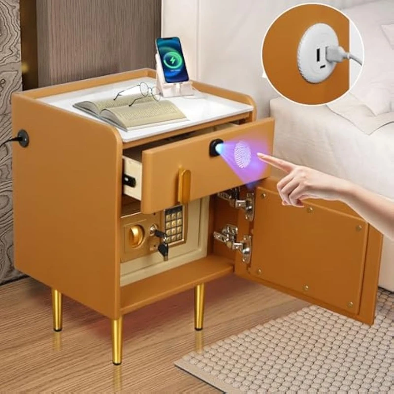 Smart Nightstand With Hidden S - Solid Wood Nightstand 2 Drawers ulasan dan harga