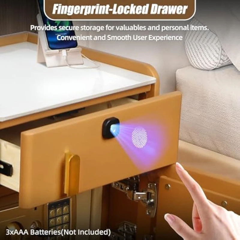 Smart Nightstand With Hidden S - Solid Wood Nightstand 2 Drawers ulasan dan harga