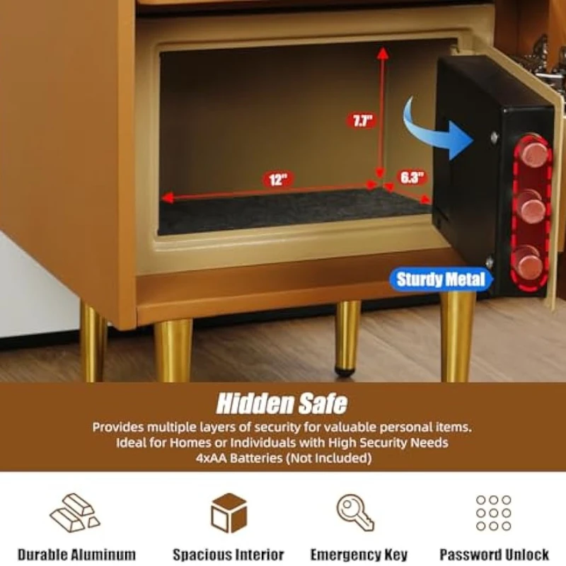 Smart Nightstand With Hidden S - Solid Wood Nightstand 2 Drawers ulasan dan harga