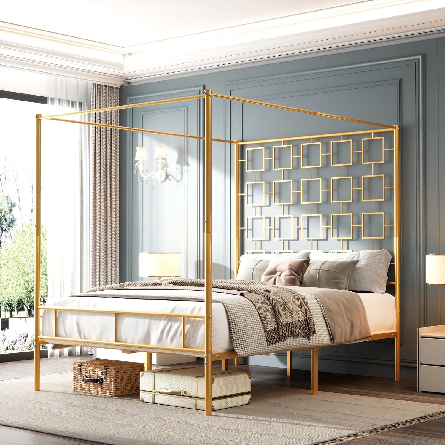 Queen Canopy Bed Frame Metal F - Canopy Bed Frame Metal Queen ulasan dan harga