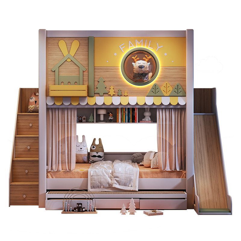 *Modern Forest Theme Kids Bunk - Bunk Bed With Stairs And Slide ulasan dan harga