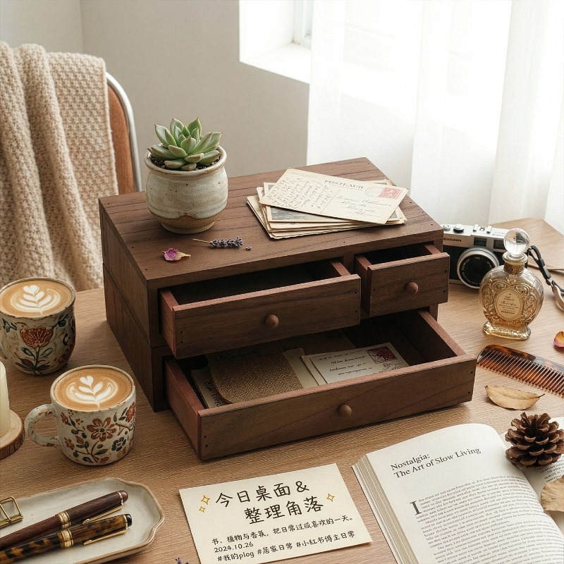 Wooden Desktop Storage Box Mon - Storage ulasan dan harga