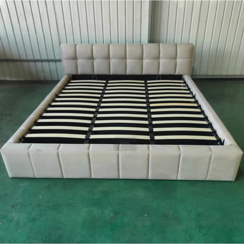 ^ Modern Tufted Soft Bed with  - Gas Lift Storage Bed Hydraulic ulasan dan harga