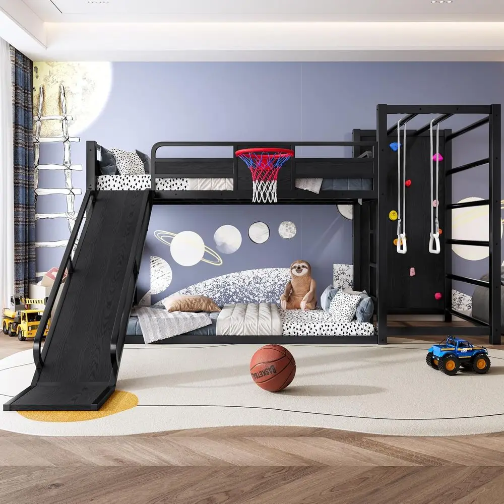 Twin Metal Bunk Bed with Baske - Bunk Bed With Stairs And Slide ulasan dan harga